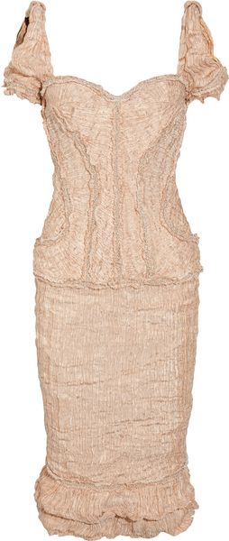 Alexander McQueen Embellished Crinkled Organza and Copper Thread Dress - Lyst