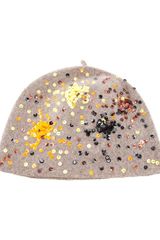 Exquisite J Sequin Detail Fitted Hat