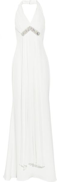Notte By Marchesa Embellished Halterneck Silkcrepe Gown - Lyst