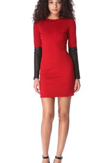 10 Crosby by Derek Lam Sweater Dress with Leather Sleeves - Lyst