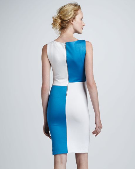 ... Olivia Carina Sleeveless Colorblock Dress in Blue (malibu blue white