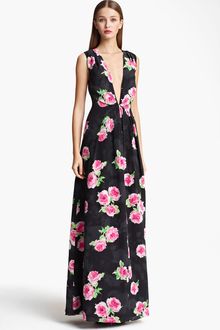 Moschino Cheap & Chic Rose Print Crêpe De Chine Gown - Lyst