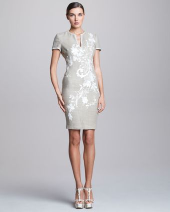 Naeem Khan Embroidered Linen Dress - Lyst