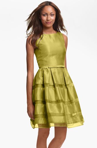 Taylor Dresses Tonal Stripe Fit Flare Dress - Lyst