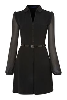 Vivi Boutique Belted Chiffon Dress - Lyst