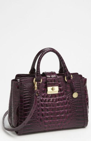 Brahmin Annabelle Croc Embossed Handbag in Purple (dark iris) | Lyst