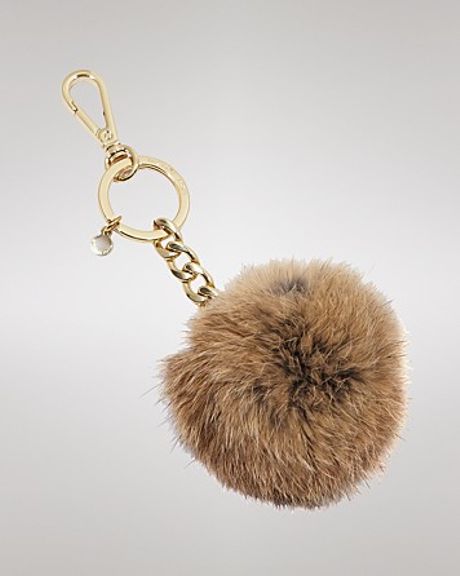 Michael Kors Michael Key Chain Fur Pom Pom in Beige (black)