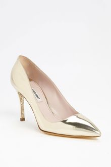 Miu Miu Glitter Sole Pointy Toe Pump - Lyst