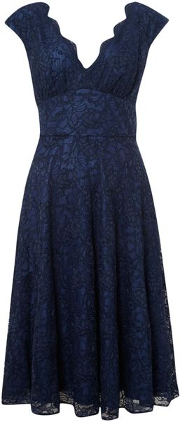 Ariella Lace V Neck Full Skirt Dress - Lyst