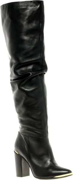 Asos Close Leather Long Boots with Metal Detail - Lyst