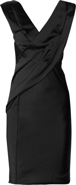 Donna Karan New York Wrapeffect Stretchsatin Dress - Lyst