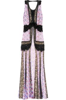 Roberto Cavalli Printed Silk Chiffon and Lace Gown - Lyst