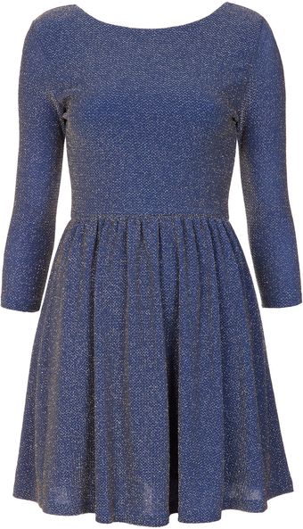 Topshop Sparkle Skater Dress - Lyst