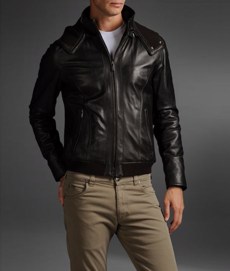 Armani Leather Jacket in Brown for Men (dark brown) | Lyst