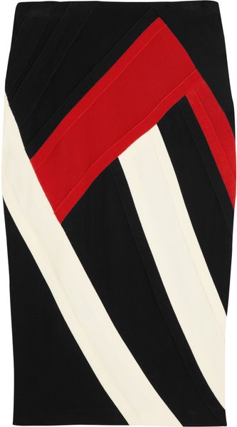 Donna Karan New York Paneled Stretchcrepe and Jersey Skirt - Lyst