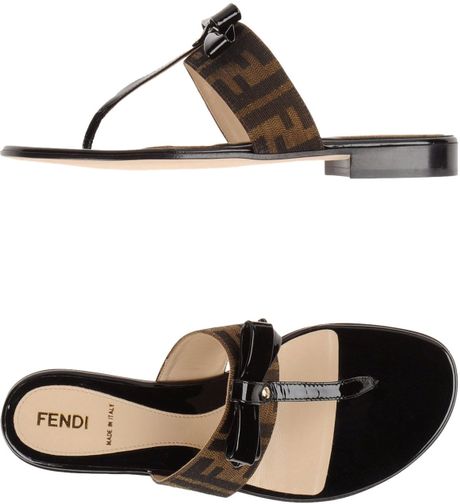 Fendi Flip Flops in Brown (black) | Lyst
