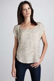 Haute Hippie Shortsleeve Sequined Top - Lyst