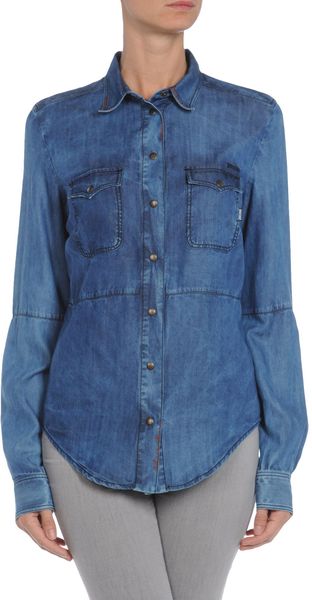 Just Cavalli Denim Shirt - Lyst