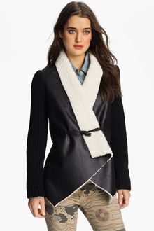 Sam Edelman Faux Shearling Knit Wrap Coat Online Exclusive - Lyst