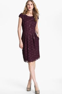 Sequin Dress on Alex Evenings Sequin Lace Overlay Sheath Dress In Gray  Champagne