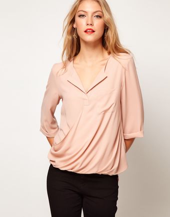 ASOS Collection Asos Blouse with Drop Wrap Placket - Lyst