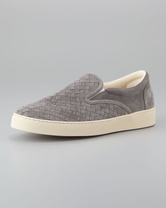 Bottega Veneta Woven Suede Sneaker - Lyst