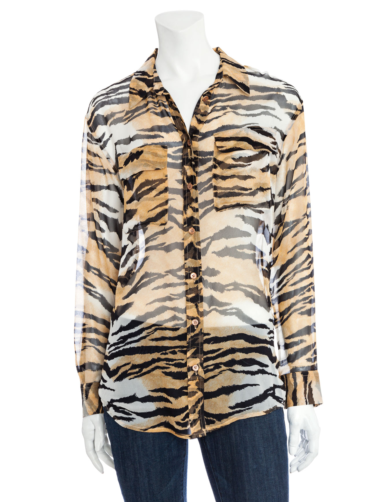 chiffon animal print blouse