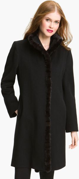 Fleurette Loro Piana Wool Coat with Genuine Mink Fur - Lyst