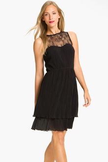 Jessica Simpson Lace Yoke Tiered Chiffon Dress - Lyst