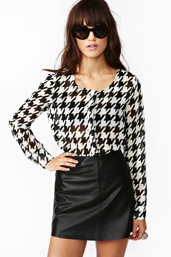 Nasty Gal Houndstooth Cutout Top - Lyst