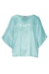 Steffen Schraut Water Mint Silksatin Sequined Martha Top