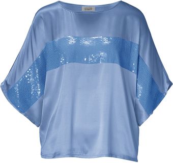 Steffen Schraut Summer Sky Silksatin Sequined Martha Top - Lyst