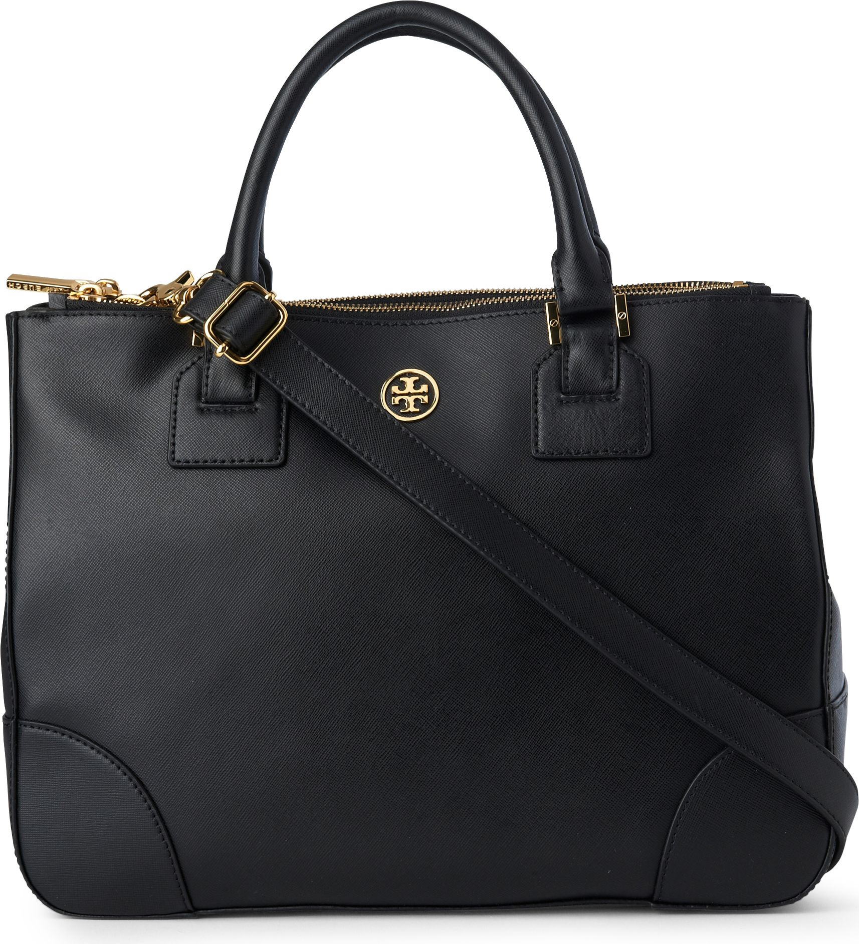 Tory Burch Robinson Saffiano Doublezip Tote In Black Lyst