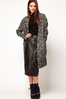 ASOS Collection Asos Knitted Jacquard Longline Coat - Lyst