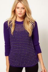 Asos Grid Jumper with Contrast Sleeves in Hand Crochet