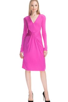 Issa Silk Jersey Vneck Dress with Gathered Detail - Lyst
