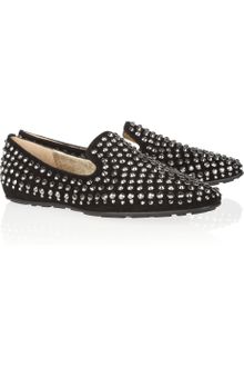 Jimmy Choo Wheel Studded Suede Loafers - Lyst