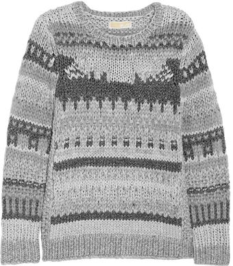 Michael by Michael Kors Metallic Paneled Chunkyknit Sweater - Lyst
