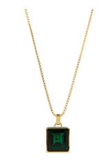 Michael Kors Cocktail Party Emerald Crystal Square Pendant Necklace