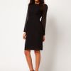 Asos Collection Asos Pencil Dress with Ruched Side Panels and Lace Cuff Detail in Black - Lyst