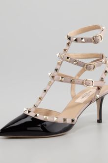 Valentino Rockstud Patent Leather Sandal - Lyst
