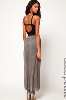 Asos Petite Exclusive Metallic Maxi Dress with Strap Back - Lyst