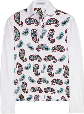 J.W. Anderson Paisleyprint Silk Satin Twill Shirt - Lyst