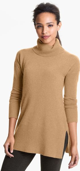 camel turtleneck outfit