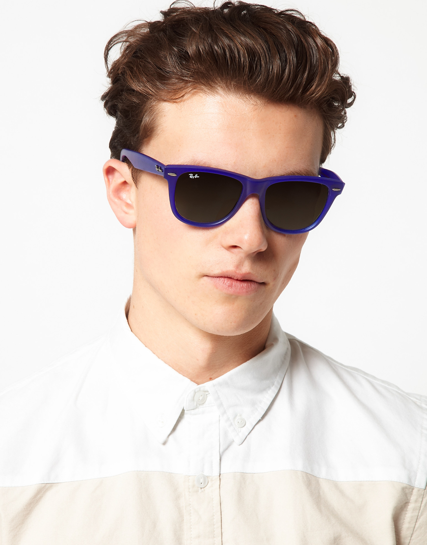 Lyst Ray Ban Wayfarer Sunglasses In Blue For Men