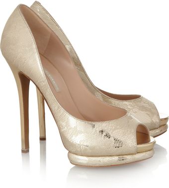 Nicholas Kirkwood Laceeffect Leather Pumps - Lyst