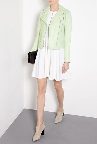 Theory Green Elenian Textured Leather Biker Jacket - Lyst