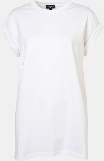 Topshop Oversized Roll Sleeve Tee - Lyst
