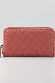 Bottega Veneta Woven Leather Continental Wallet Coral - Lyst