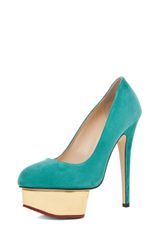 Charlotte Olympia Dolly Signature Court Island Platform in Green